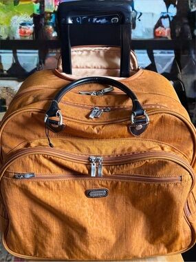 Baggallini Orange Leopard Nylon Rolling Carry-On Luggage